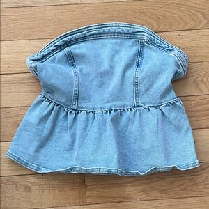 H&M Light Blue Denim Strapless Top